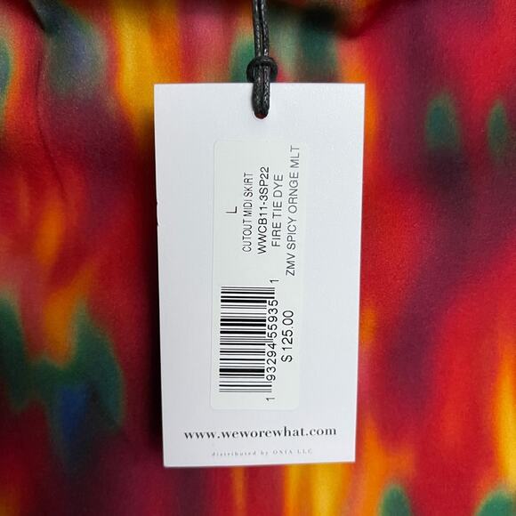 WeWoreWhat Cut Out Midi Skirt in Spicy Orange Fire Tie Dye L NWT - Picture 9 of 9